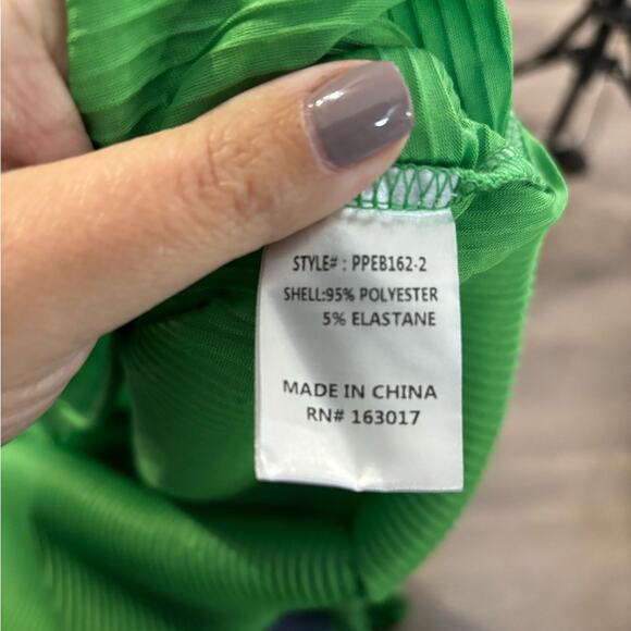 Princess Polly Green Ribbed Button Front Dress Ruching Detail Size 8 - Picture 6 of 8